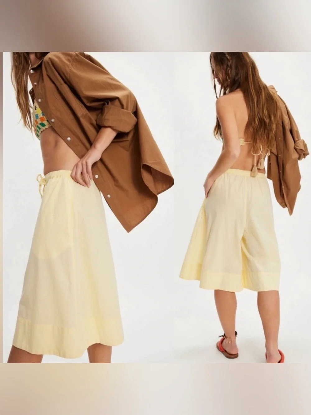 FREE PEOPLE Free-Est Yellow Elastic Waist Culottes Pant! ☀️ - Picture 8 of 17